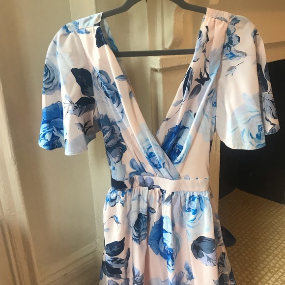 asos blue floral midi dress